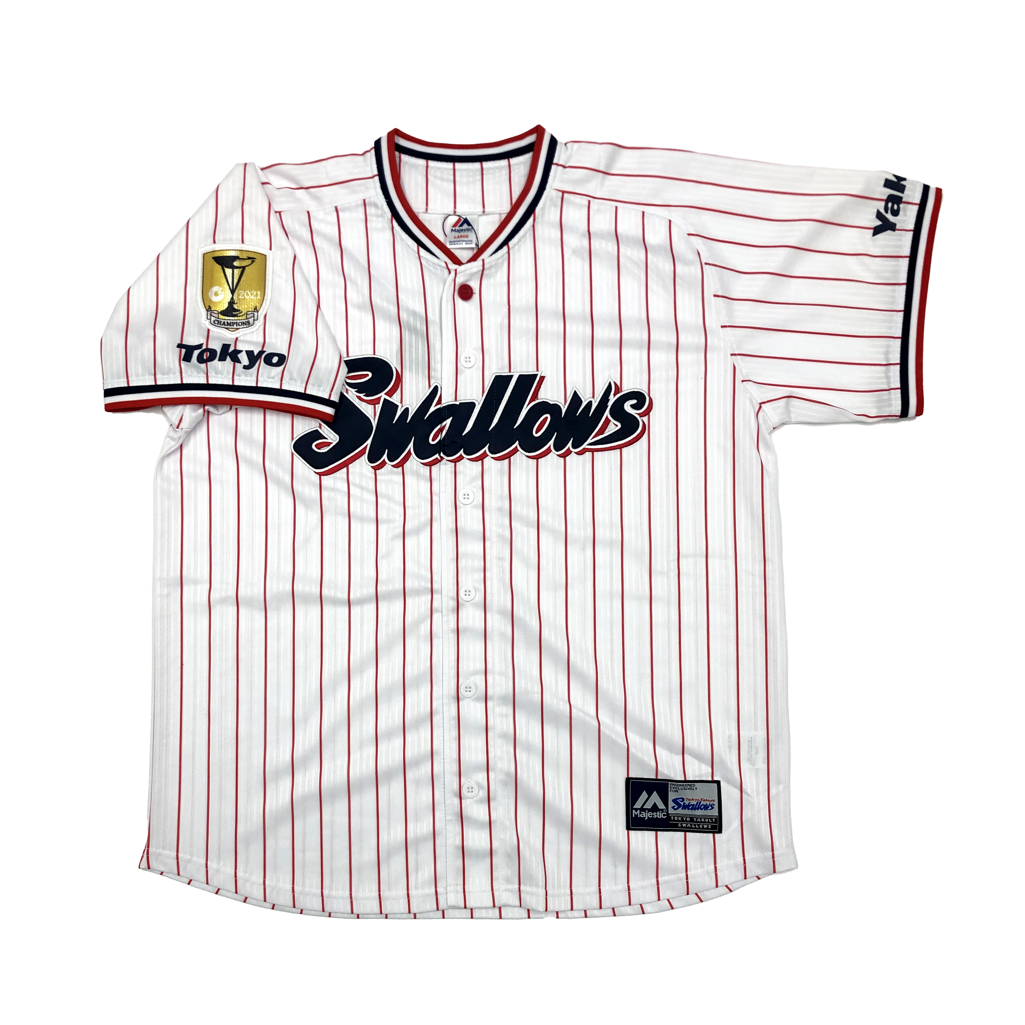 新品未使用品　東京ヤクルトスワローズ　川端慎吾 ユニフォーム 5 Lサイズ 2024BlackFriday】2021年優勝ワッペン付ユニホーム（ホーム） | 東京