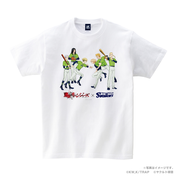 【2024BF】Swallows×東京リベンジャーズTシャツ（イラスト/燕パワー）ホワイト　集合