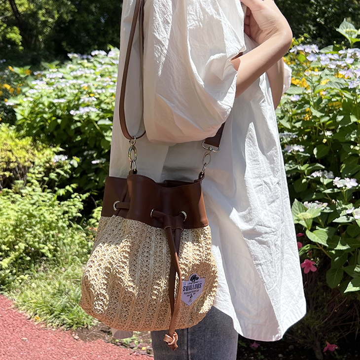 【2024BF】【2023 Summer Goods】雑材コンビ巾着ショルダーバッグ