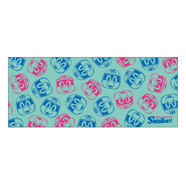 【2025年2月新商品】フェイスタオル（つば九郎・つばみ総柄／グリーン）【コア】