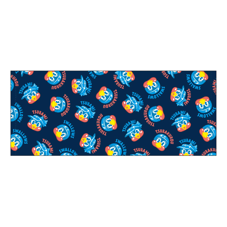 【2025年2月新商品】フェイスタオル（つば九郎・つばみ総柄／ネイビー）【コア】