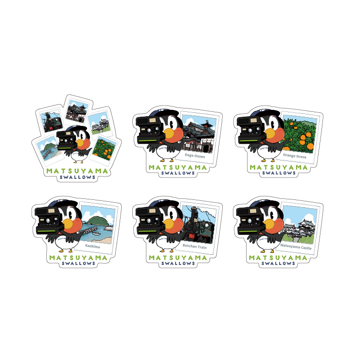 【2025年BF】【2025年松山主催試合】旅するつば九郎ステッカー6枚セット