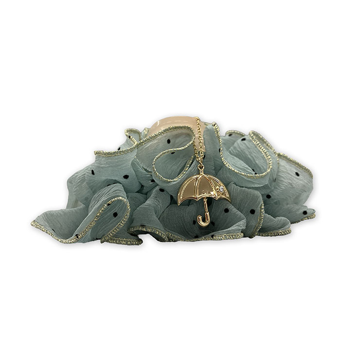 【2026年新商品】シフォンドットバンスクリップ　ミント/ホワイト