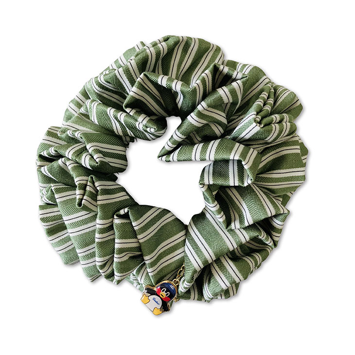 【2026年新商品】ストライプBIGシュシュ　グリーン/ネイビー