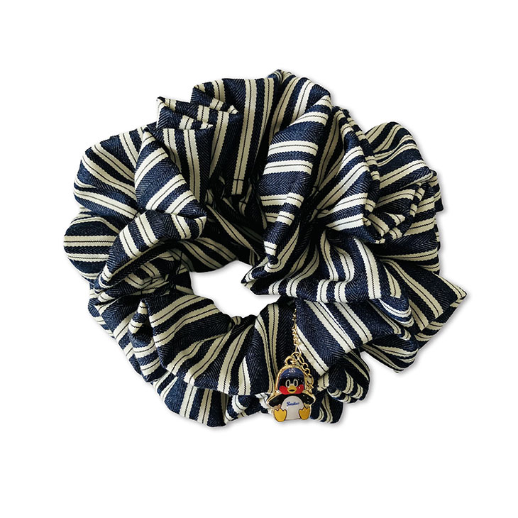 【2026年新商品】ストライプBIGシュシュ　グリーン/ネイビー