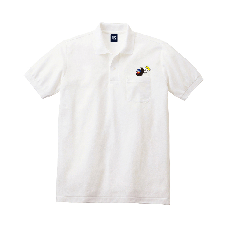 【2026年新商品】ポケット付き刺繍ポロシャツ（ヘッドスライディング/ホワイト）