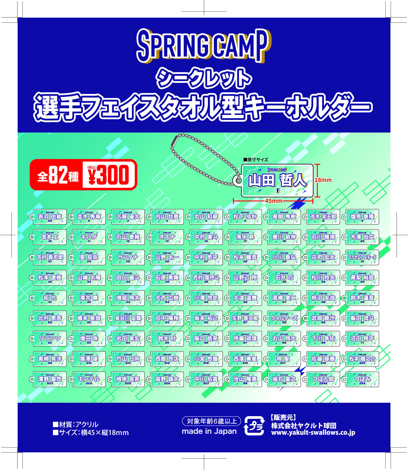 【2026年SPRING CAMP】CAMP選手フェイスタオル型キーホルダー（シークレット）