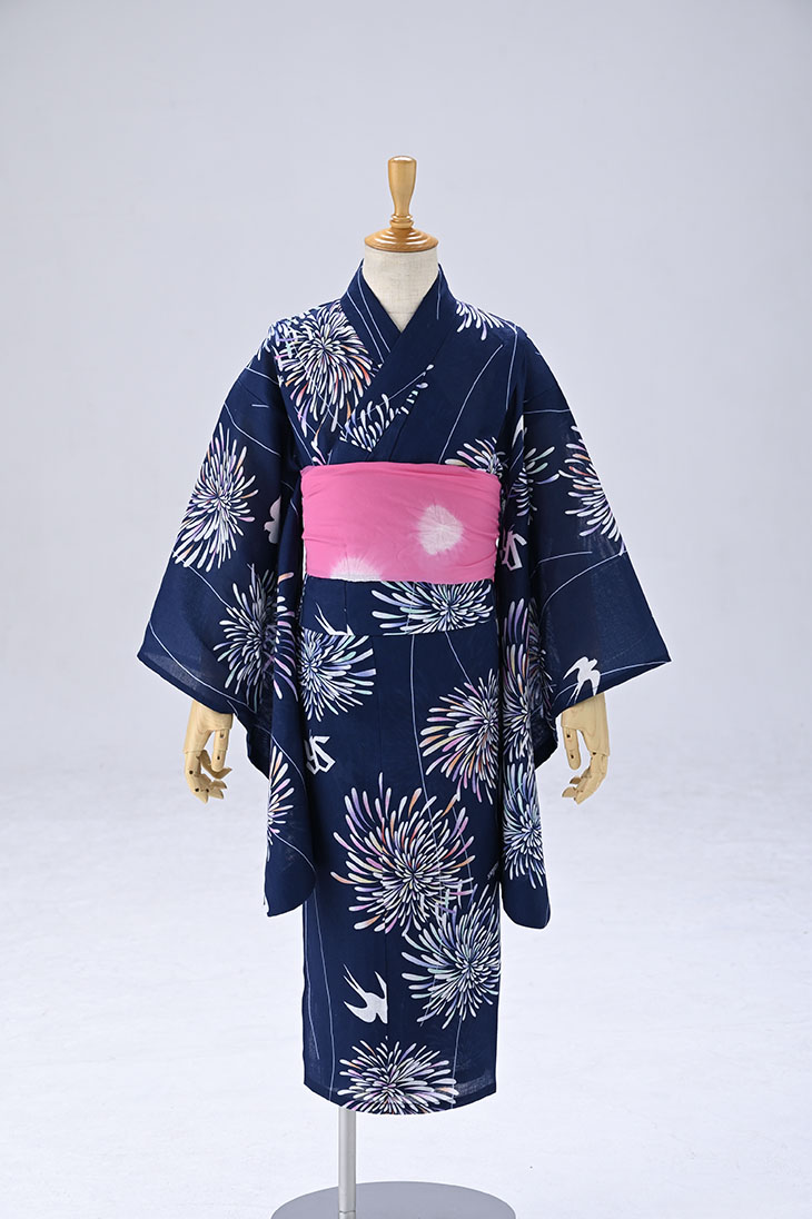 【2024BF】スワローズ子供浴衣女児120cm（花火柄）